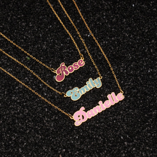 Colorful Name Necklace, Fonts Necklace, Custom Colored Necklace
