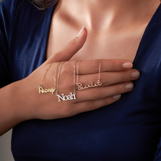 Custom Name Necklace, 14K Gold Plated Name Necklace