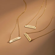 Silver Bar Necklace • Custom Gold Bar • Name Bar Friend Gift