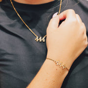 18K Gold PVD Stainless Steel Angel Number Bracelet / BRJ1003