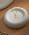 Gold initial Necklace With Tiny Heart Custom Letter Necklaces