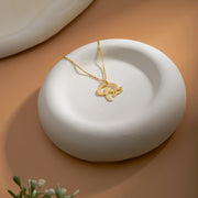 Gold initial Necklace with Butterfly Jewelry Personalized Handmade Necklace