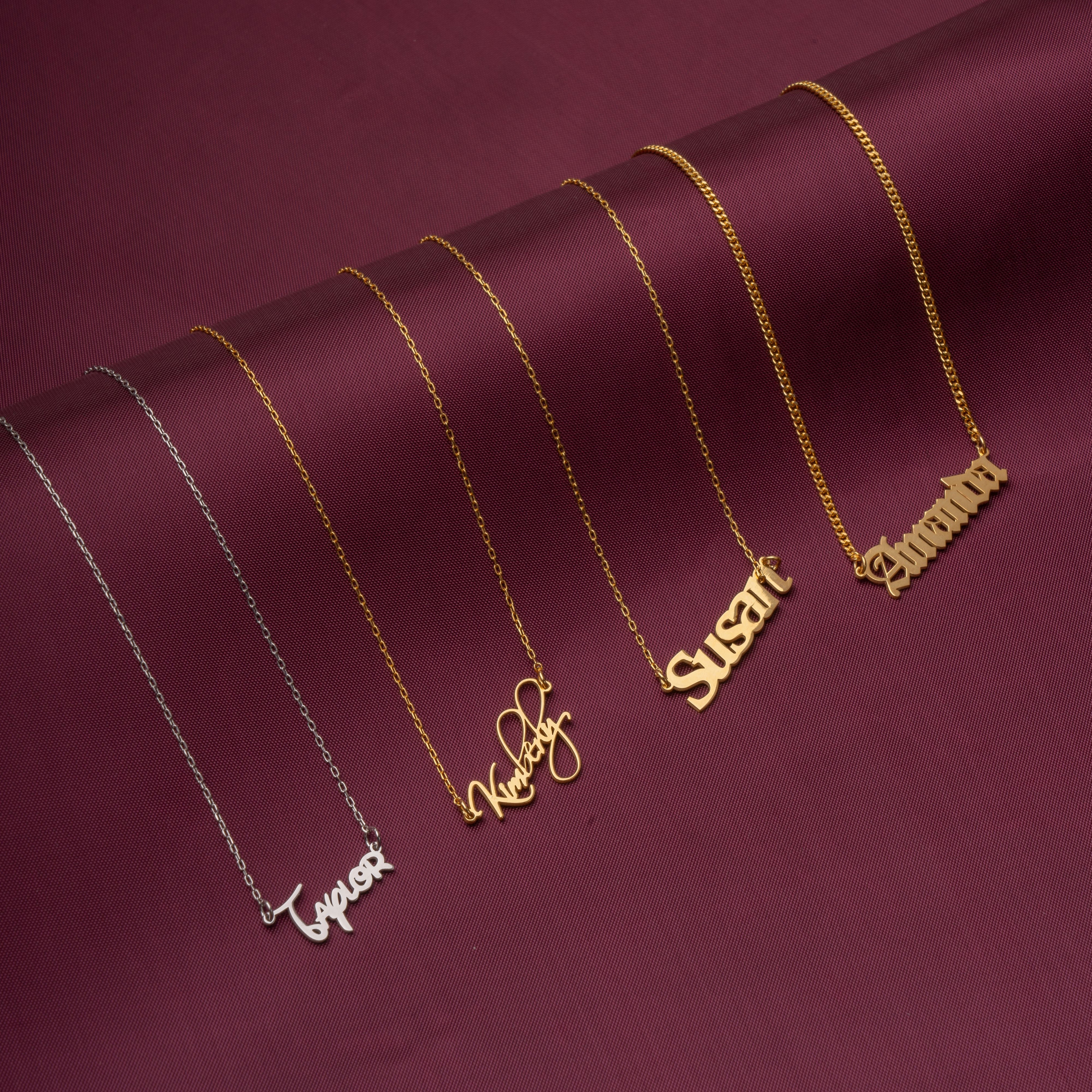 14K Gold Name Necklace, Silver Name Necklace