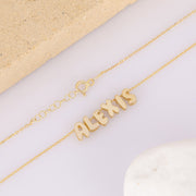 Custom 3D Bubble Name Necklace, Movable 3D Name Letter Necklace