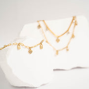 18K Gold PVD Stainless Steel Heart & Lock Charm Bracelet / BRJ1011