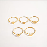 18K Gold PVD Stainless Steel Four Leaf Clover Symbol Ring / ZRJ0002