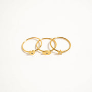 18K Gold PVD Stainless Steel Four Leaf Clover Symbol Ring / ZRJ0002