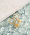 18K Gold Stainless Steel Shell Pendant Huggie Earrings / ERJ0072