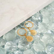 18K Gold Stainless Steel Shell Pendant Huggie Earrings / ERJ0072