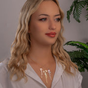 Personalized Birth Flower Name Necklace, Custom Vertical Name Necklace