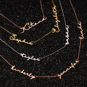 Thin Font Two Name Handwriting Necklace  Custom Mothers Necklace