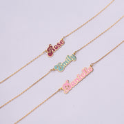 Colorful Name Necklace, Fonts Necklace, Custom Colored Necklace