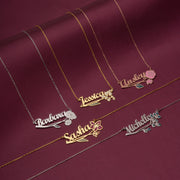 Personalized Birth Flower Name Necklace,Custom Name Necklace