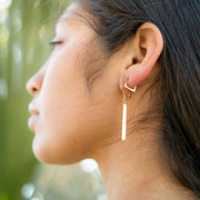 18K Gold PVD Stainless Steel Dangle Vertical Drop Bar Earrings / ERJ0061