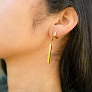 18K Gold PVD Stainless Steel Dangle Vertical Drop Bar Earrings / ERJ0061