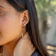 18K Gold PVD Stainless Steel Dangle Vertical Drop Bar Earrings / ERJ0061