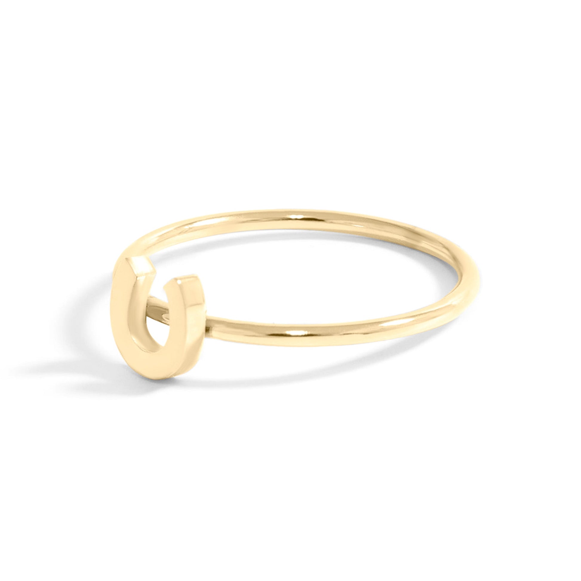 18K Gold PVD Stainless Steel Horseshoe Symbol Ring / ZRJ0001