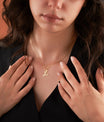 Gold initial Necklace With Tiny Heart Custom Letter Necklaces