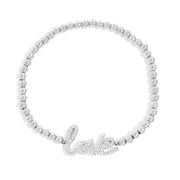 18K Gold PVD Stainless Steel Stone Love Metal Beaded Stretch Bracelet / BRJ1014